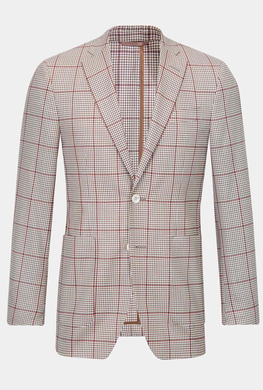 SACO MASCOTA BEIGE CUADRO VINO - H&F - SACO - SACO MASCOTA BEIGE CUADRO VINO - HFSTAW210846 - 46 - 