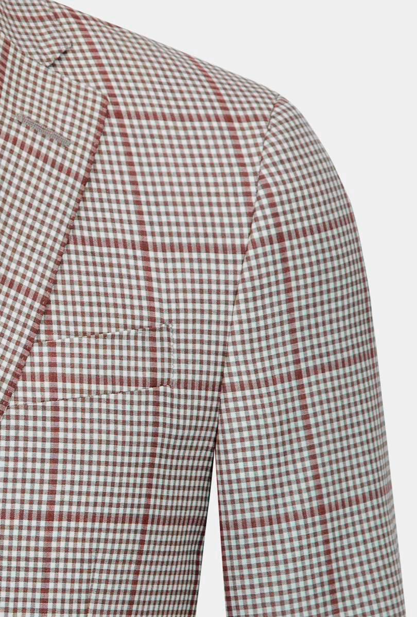 SACO MASCOTA BEIGE CUADRO VINO - H&F - SACO - SACO MASCOTA BEIGE CUADRO VINO - HFSTAW210846 - 46 - 