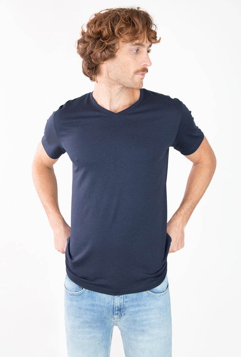 T - SHIRT AZUL CUELLO V - H&F - T - SHIRT - T - SHIRT AZUL CUELLO V - HFTS2004xCH - XCH - 